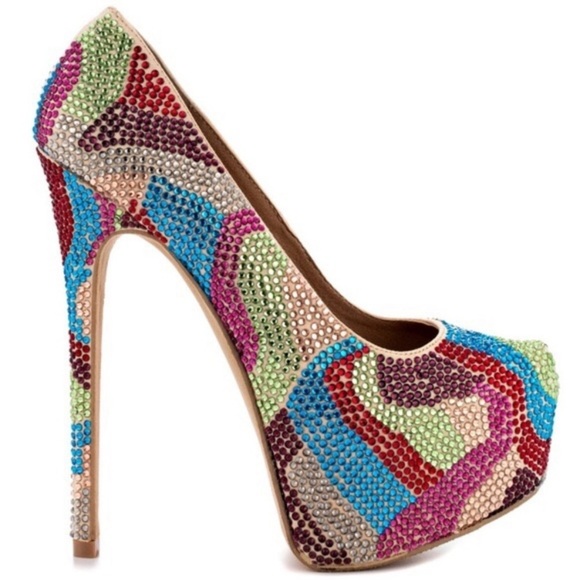 “STEVE MADDEN” Dyvinal Rainbow Platform Stiletto Heels - Picture 1 of 13